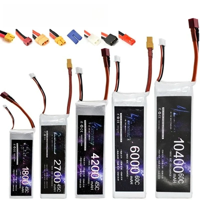 22.2V 1500mAh-10400mAh 45C/60C High Capacity Replacement LiPo Battery for TERANTY RC Car Helicopter FPV Drone Boat XT60 XT90