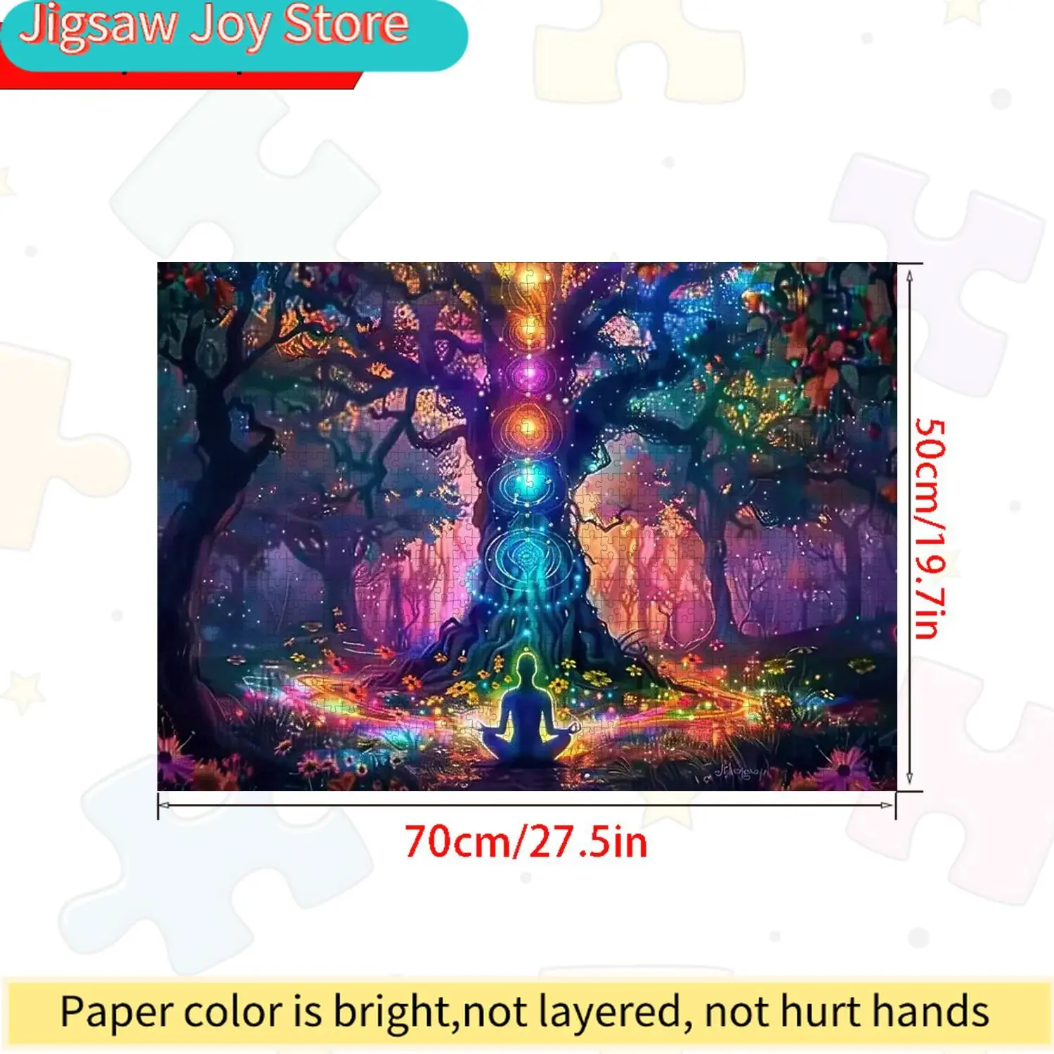Boxed  Jigsaw Puzzle Game - 7-Color Chakra Tree of Life Design, Family Entertainment and Interactive Game, Brain Challenge, DI