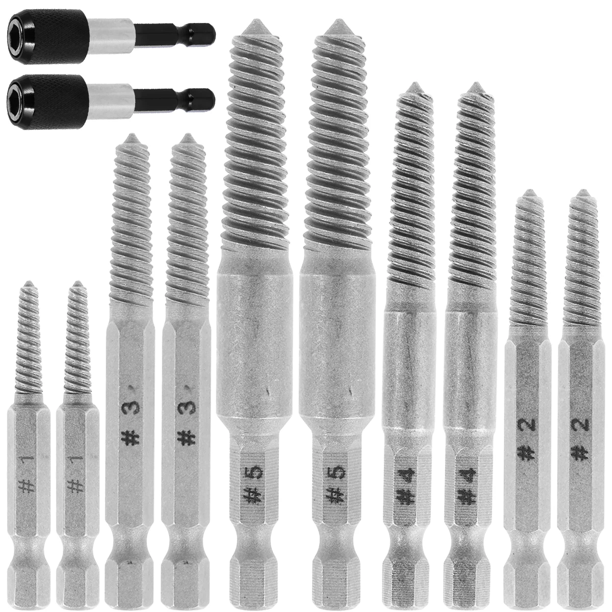 

10Pcs Screw Extractor Kit Alloy Damaged Bolt Remover Set Easy Out Broken Screw Extractor Remover 1/4 Inch Hex Shank Stripped and