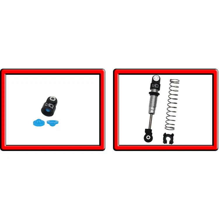 Hot Racing SXTF428LTX 42.5mm Alum Threaded Shocks SCX24, Bladder Dampening, 3-Springs, Replaces AXI31612