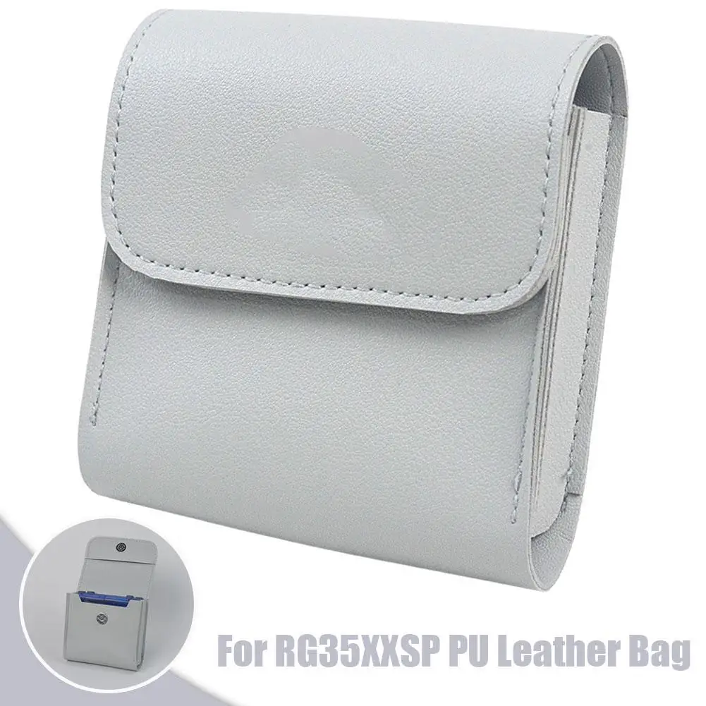 For RG35XXSP Handheld Game Console Storage Bag PU Leather Game Bag Console Mini Storage Portable Bag Carrying K5N9