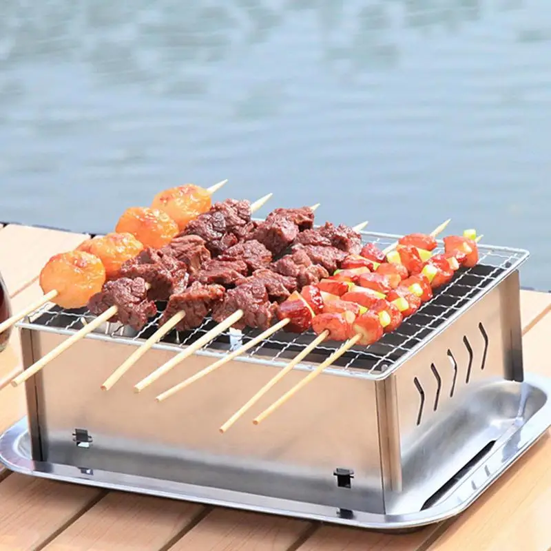 Small Grill Outdoor Foldable Grill Portable Outdoor Grill Removable Parts Versatile BBQ Tool For Barbecue Beach Party