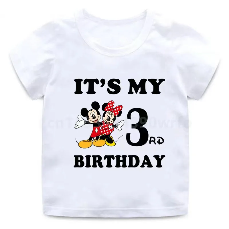 Children clothes tops minnie mouse Birthday Number  Children T-shirt Kawaii  Clothes for Girls T Shirt Anime Cartoons Casual