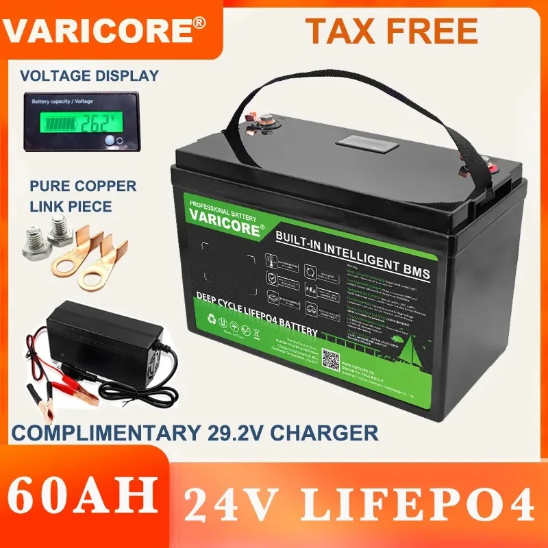 VariCore 24V 32Ah 60A 100A 8s LiFePO4 Batteria USB 3.0 Tipo-C Uscita per RV Golf cart Accendino per auto Batteria di accumulo di energia 29.2V 5A