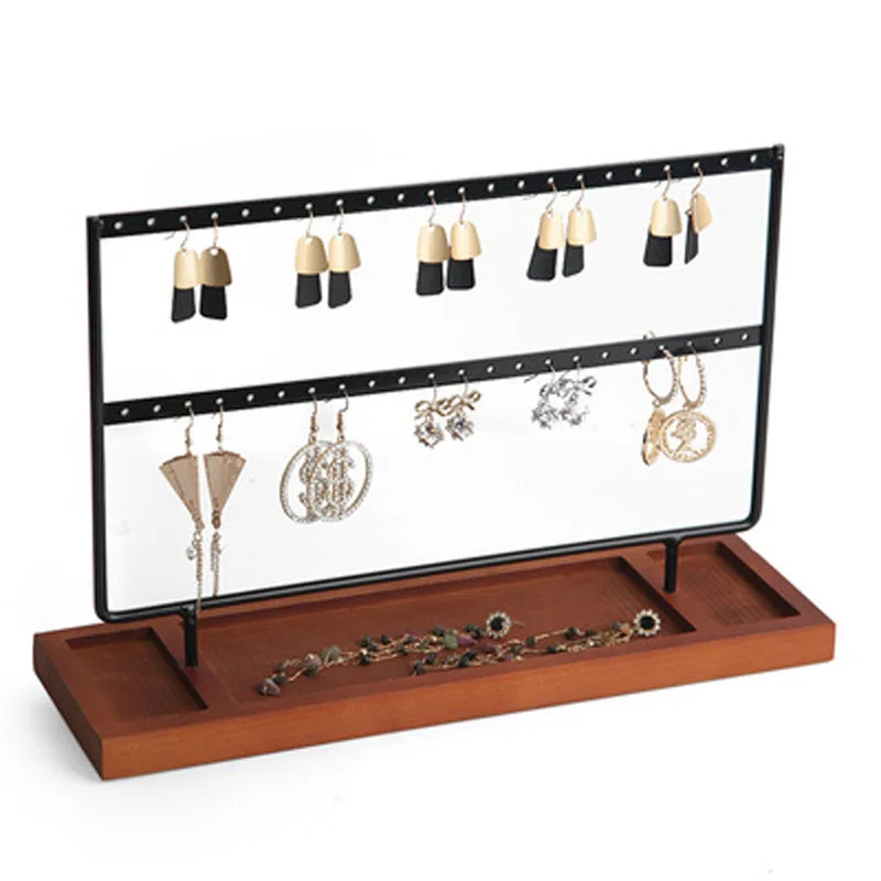 New Wooden Base Storage Rack Slotted Jewelry Display Rack Earrings Storage Bracket Hanging Earrings Detachable Jewelry Rack