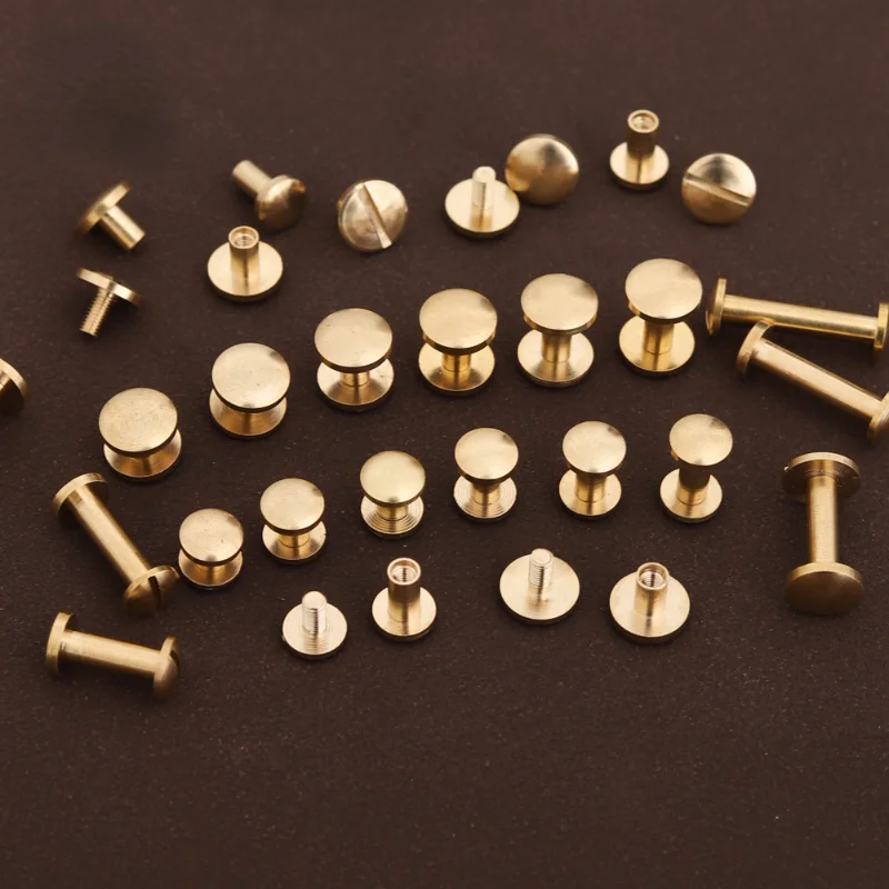 Pure Brass Cambered Surface I-nail Che Wheel Nail Belt Screws DIY Leather Crafts Belt Watchband Making Hardware Accessories