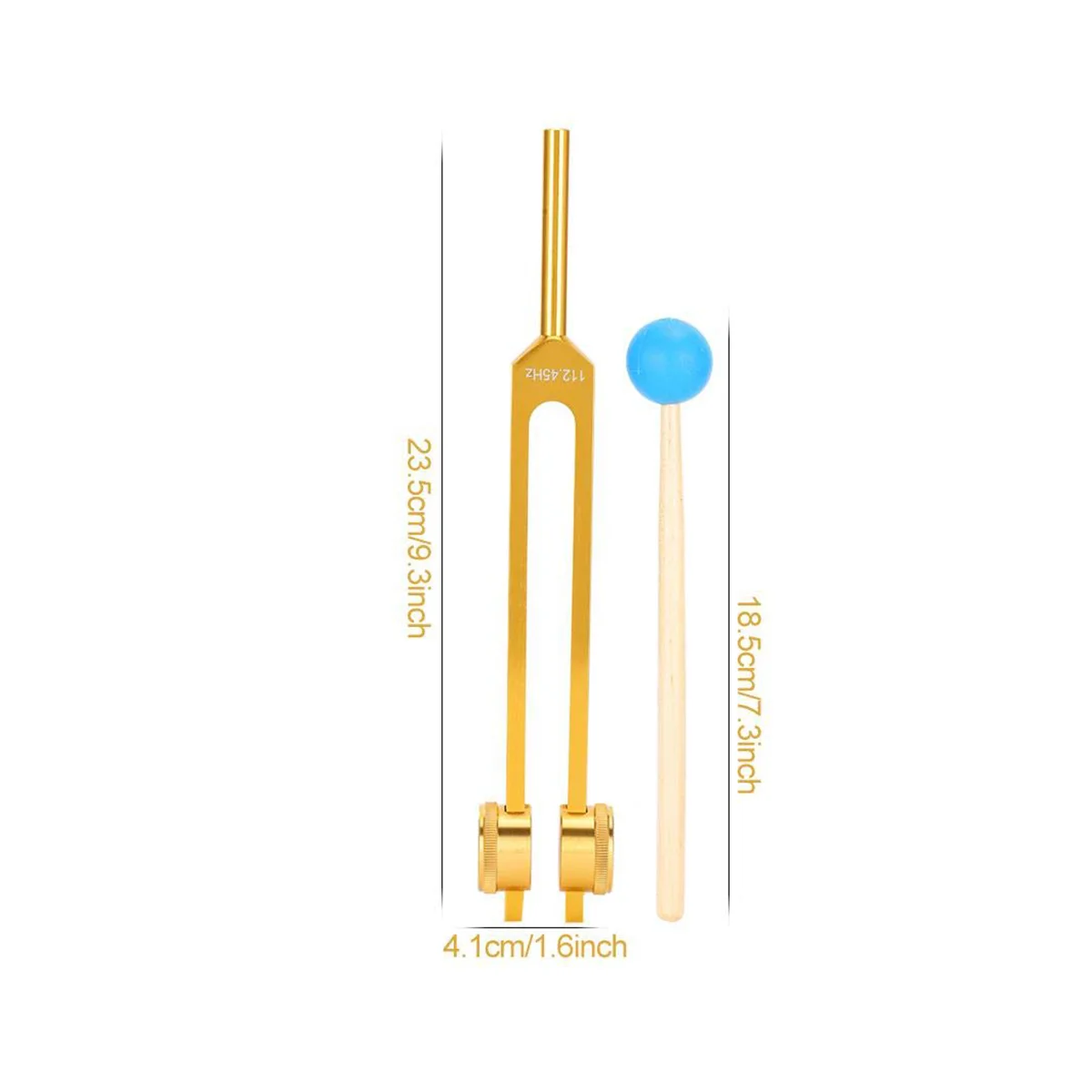 해머 포함 알루미늄 합금 112.45HZ 튜닝 포크, 차크라 튜닝 에너지 포크, 요가 명상 튜닝 에너지 포크