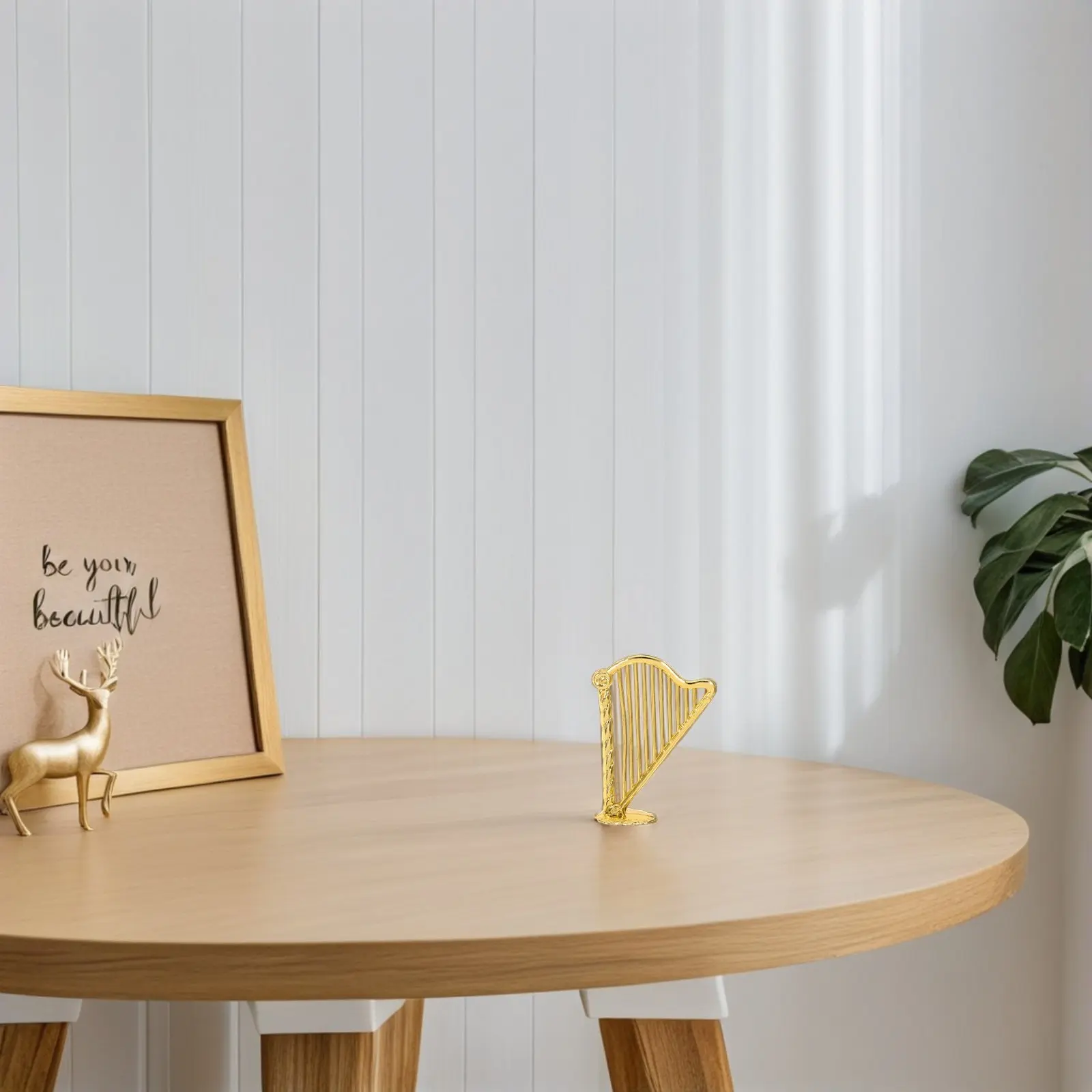 

Exquisite Mini Harp Ornament for Mini House Decor Tiny Stringed Instrument Decoration Lifelike Plastic Harp Craft Desktop Decor