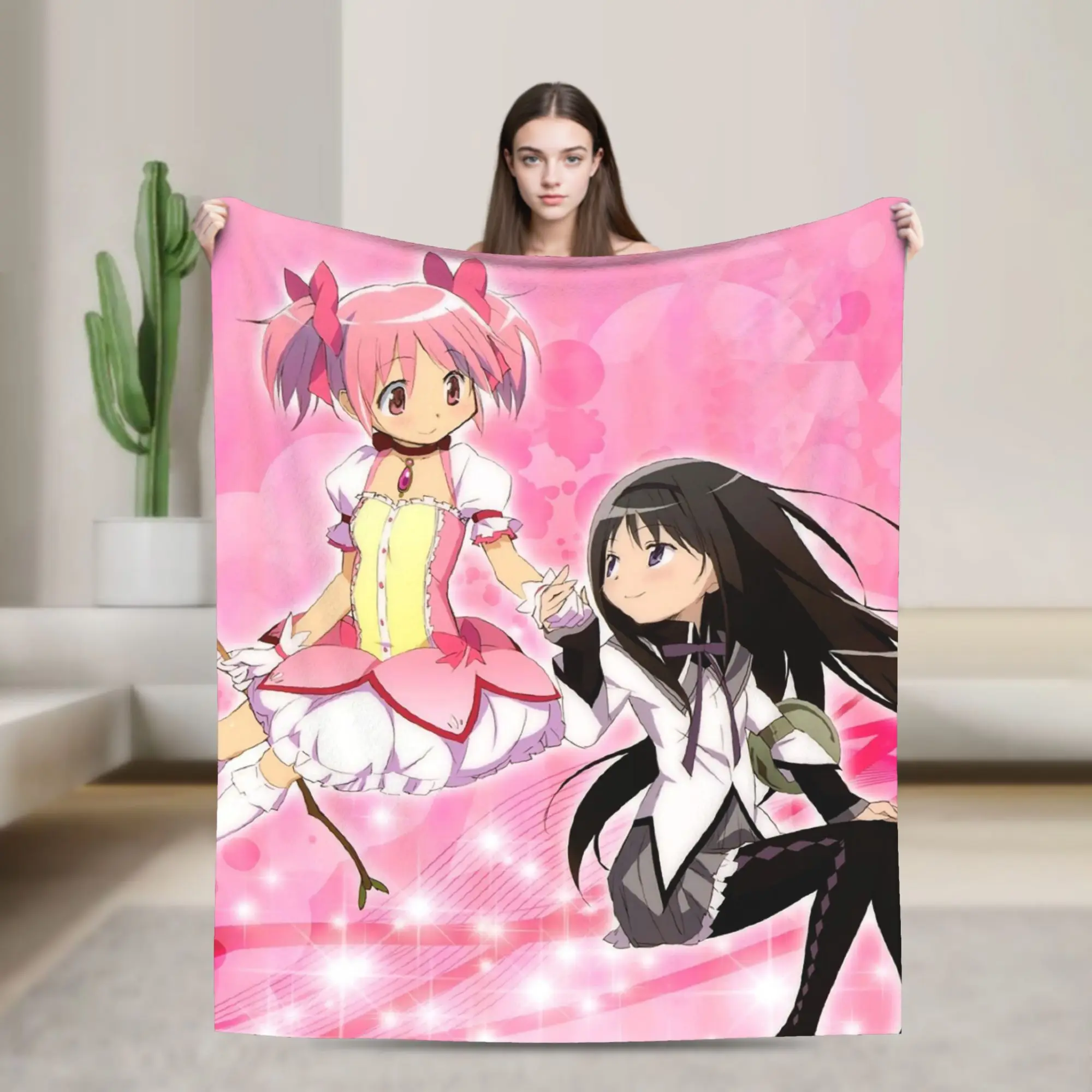 Puella Magi Madokas Magica Blankets Anime Homura Akemi Flannel Novelty Soft Throw Blankets for Chair Covering Sofa  Winter