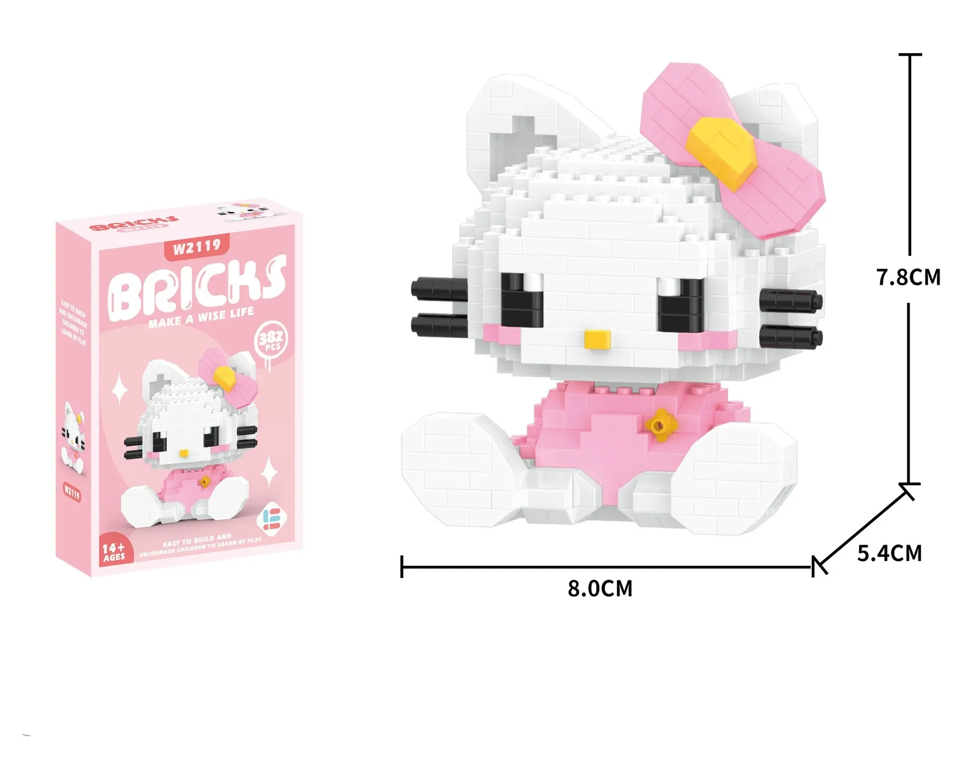 Hello Kitty Building Block Sanrio Anime Figure Kuromi Assembled Toys Decorative Ornament Model My Melody Children's Puzzle Gifts 7