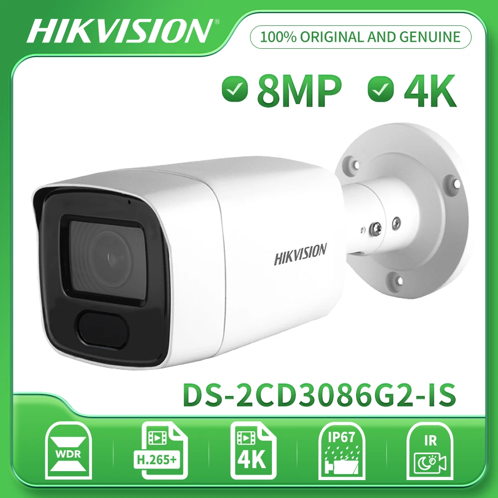 Hikvision Original 8MP IP Camera AcuSense Night Vision People Counting Security Support HEOP SDCard Alarm Audio DS-2CD3086G2-IS