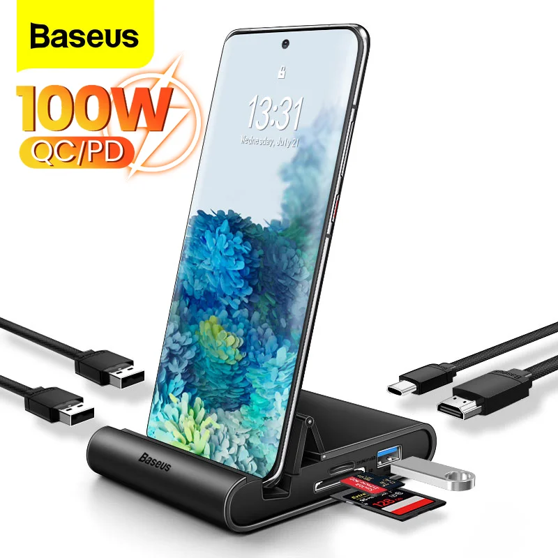 

Baseus Docking Station USB C Hub to 4K HDMI-compatible USB 3.0 PD 100W Fast Charger for Samsung S22 S20 Dex Phone Dock Station