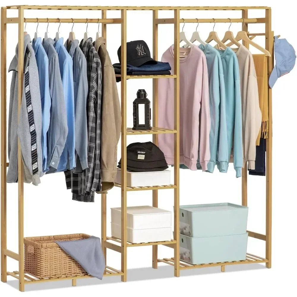 Bamboo Hangers, Independent Open Wardrobe Racks, Used for Hanging Clothes and Storing Items in Bedrooms and Living Rooms