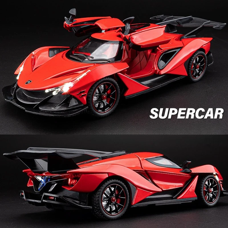 

1:24 IE Supercar Simulation Diecast Metal Alloy Model car Sound Light Pull Back Collection Kids Toy Gift