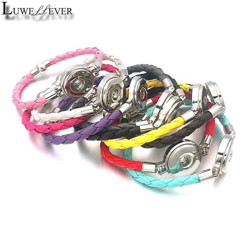 10 Colors Magnet Bracelet 193 Pu Leather 18mm Snap Button Bangle Charm Jewelry For Women Men Gift 20cm