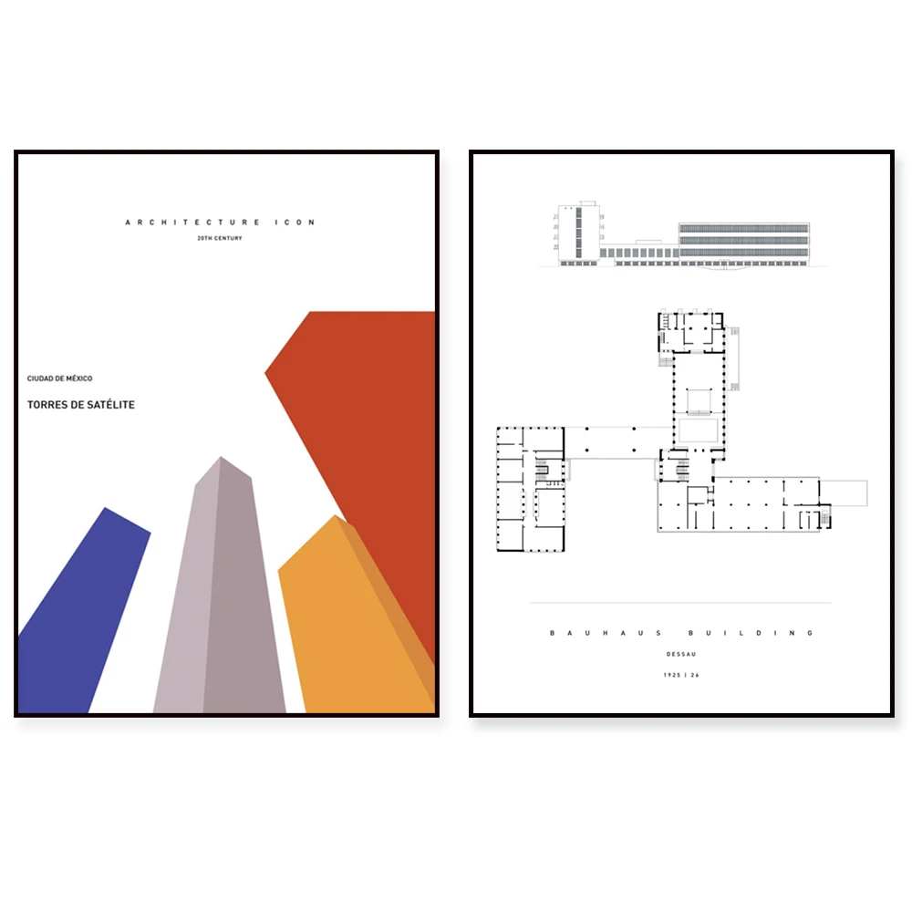 Bauhaus Architecture, Barcelona Pavilion, Tate Modern, London, Paris, Musée du quai Branly Scandinavian Architecture Poster