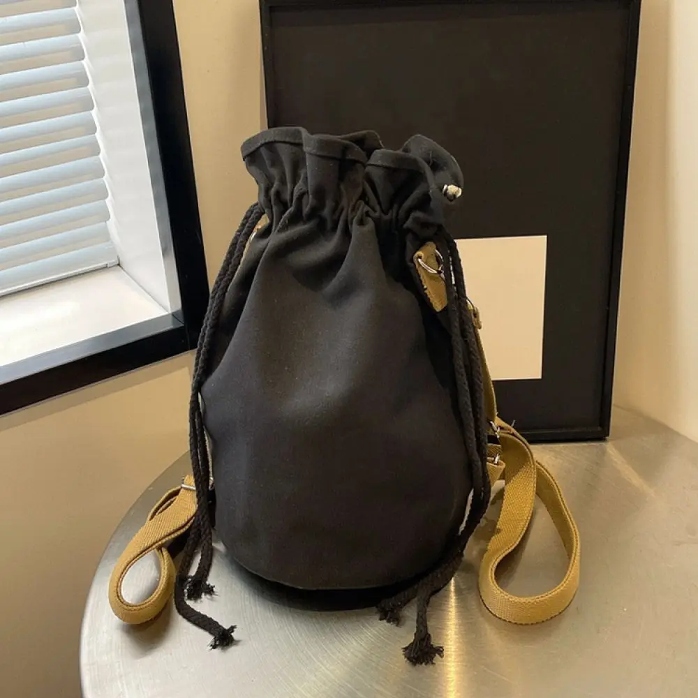 Fashion Canvas Bucket Bag Women Backpack Casual Shoulder Purse Minimalist Streetwear Trendy Printed Durable Daily Handbag