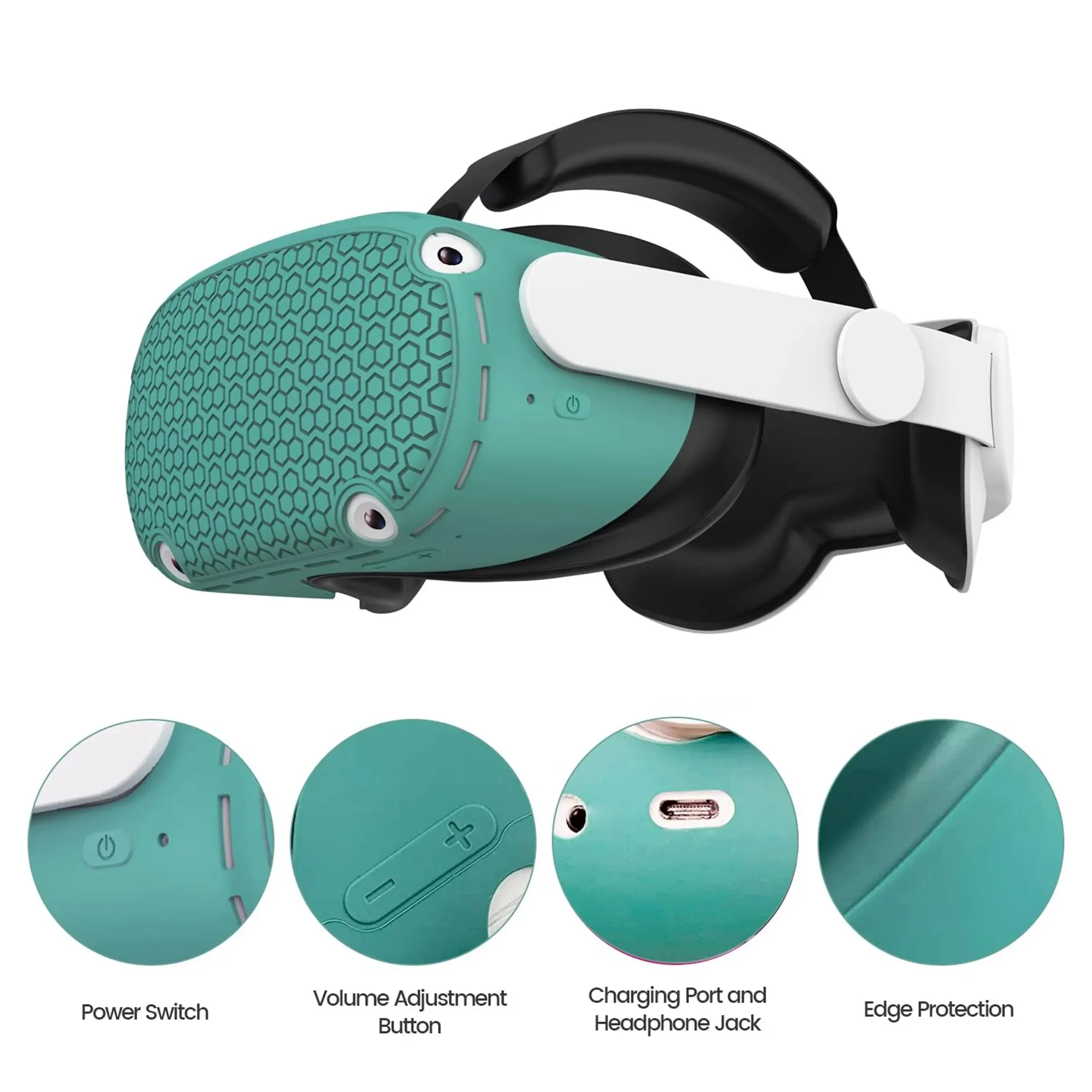 Silicone VR Shell Protective Cover Compatible with Quest 2, Headset Protector Cover Anti Scratch Anti Dust Anti Shock