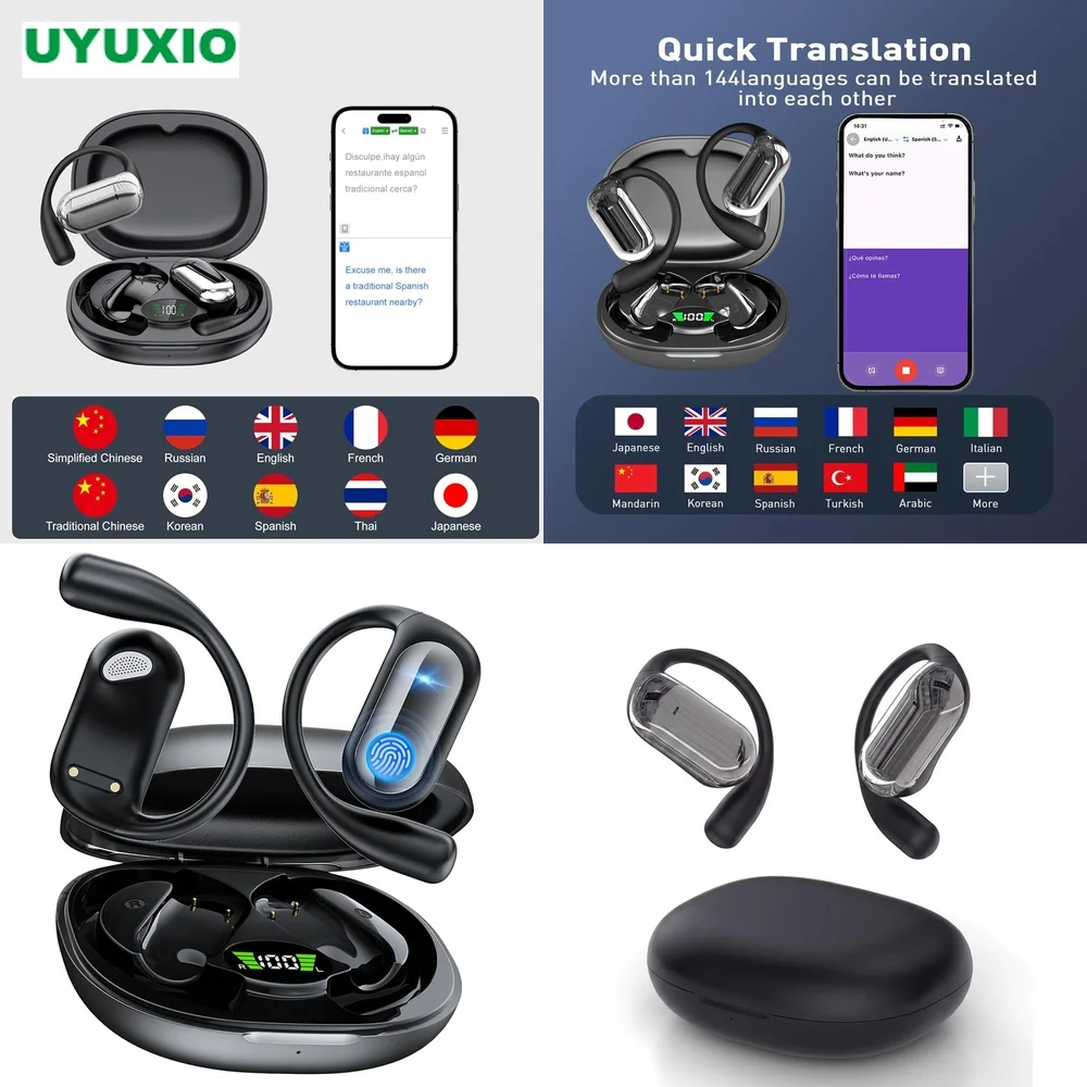 Global AI Translation Earbuds BT 5.4 OWS No Subscription Real-Time Translation 4 Modes OWS Earphone 144 Languages Open-Ear