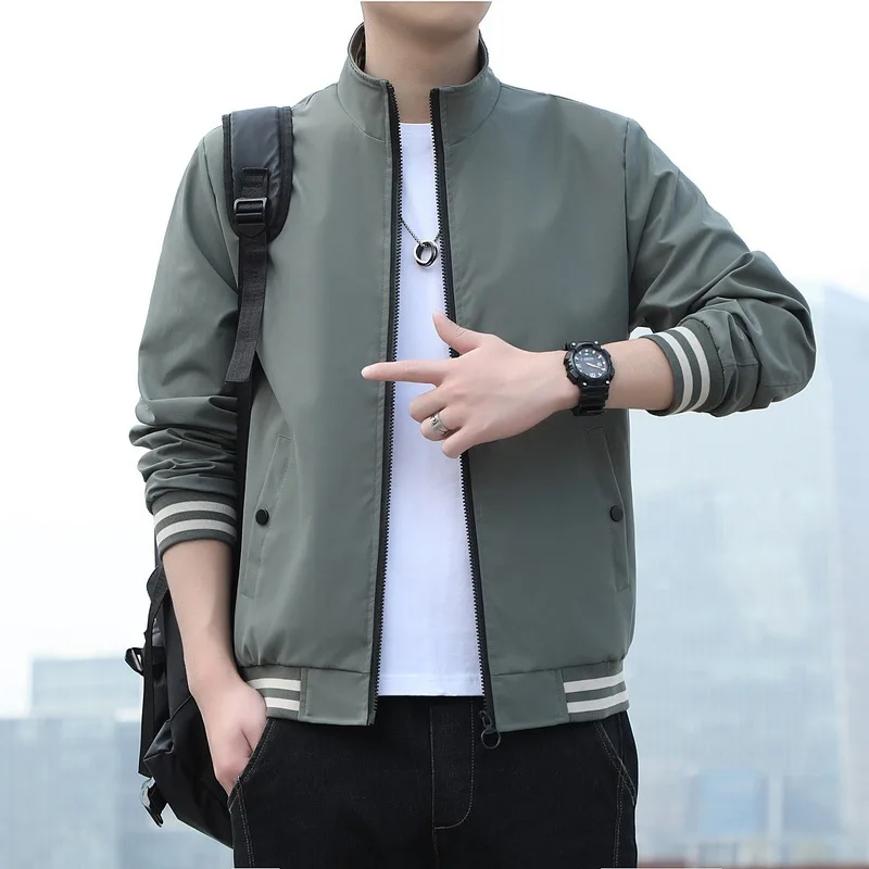 Autumn men's baseball jacket Korean version slim fit solid color versatile flight suit men's jacket thin outer jacket