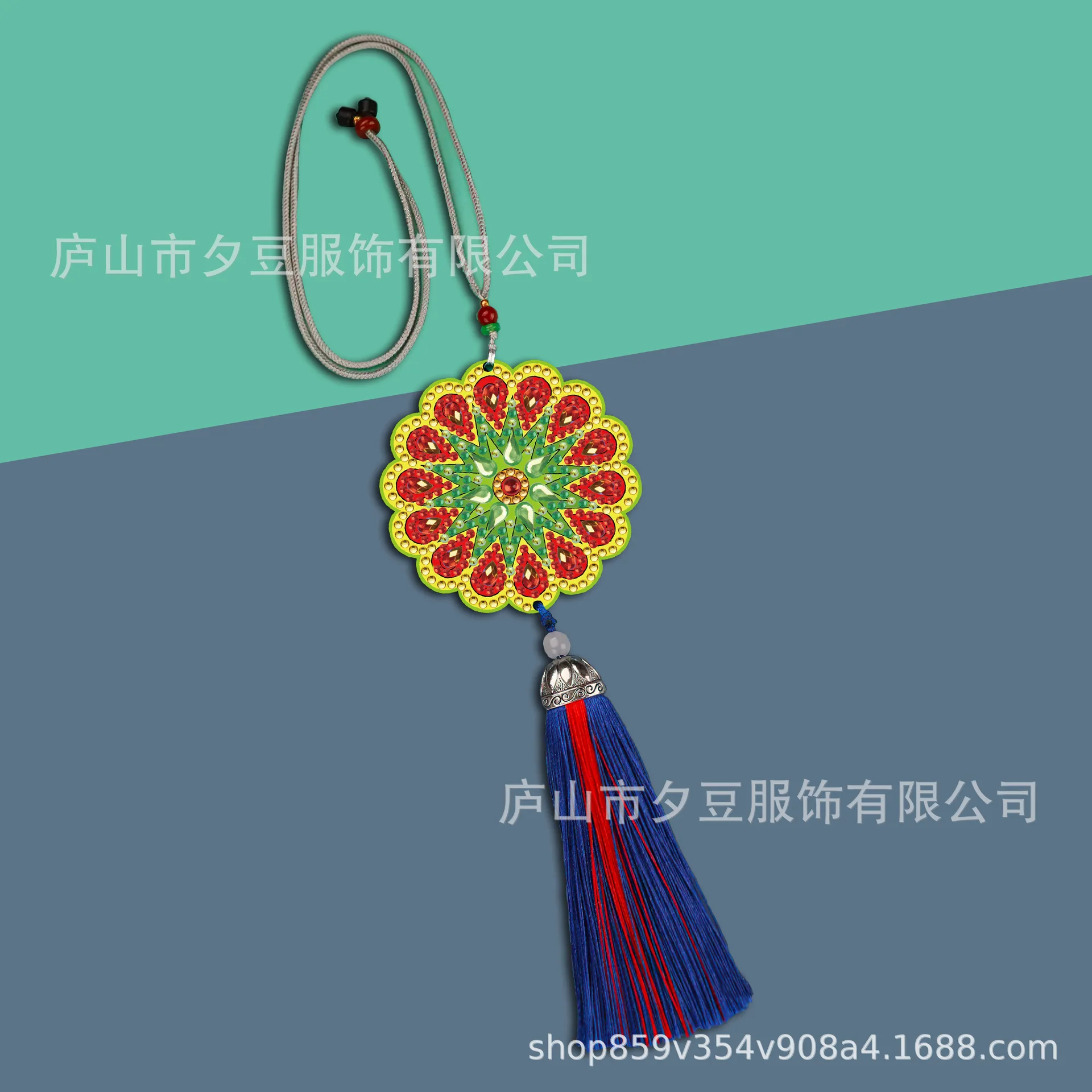DIY 5D Special Shaped Diamond Painting Mandala Hanging Ornament with Chinese Tassel, Full Drill Crystal Diamond Art Pendant, Car
