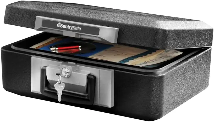 

Fireproof Safe Box with Key Lock, Portable Chest for Money, Jewelry, Documents, 0.25 cu ft