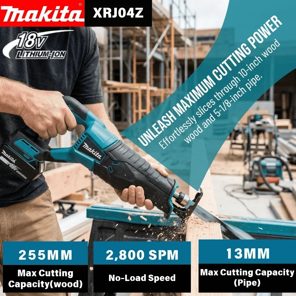 Makita 18V Cordless Reciprocating Saw Brushless Motor 4 Blades For Wood Cutting Furniture Board Timber Trimming Tool