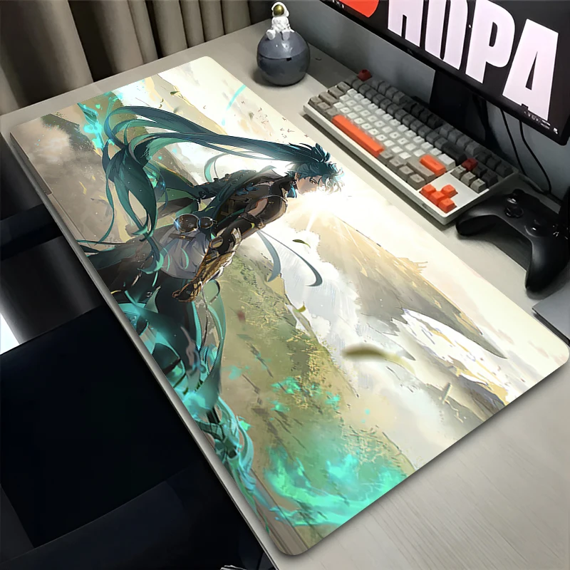 Mouse Pad Laptop Anime Extended Desktop Mat Computer Gamer Mousepad PC Gaming W-wuthering Waves Jiyan Accessories Keyboard Pad