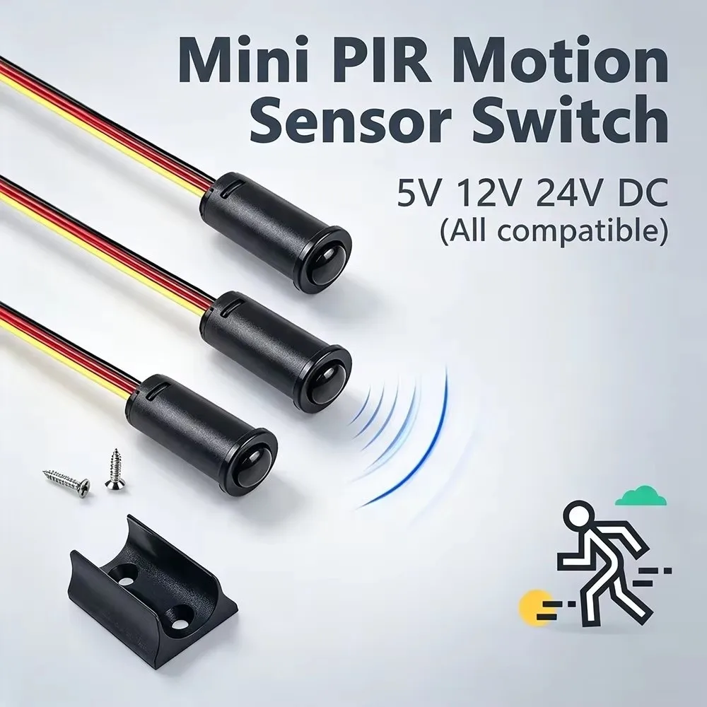 New DC12V 24V Motion Sensor Switch 3-5M Detection Range 120 Degree Automatic Light Switch Turn Off Delay LED Sensor Light