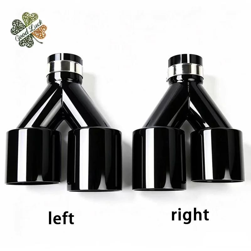 Upgrade Dual Auto Exhaust Tip Bright Black Stainless Steel For Universal Car Accessories Tailpipe Decoration Nozzles of Muffler