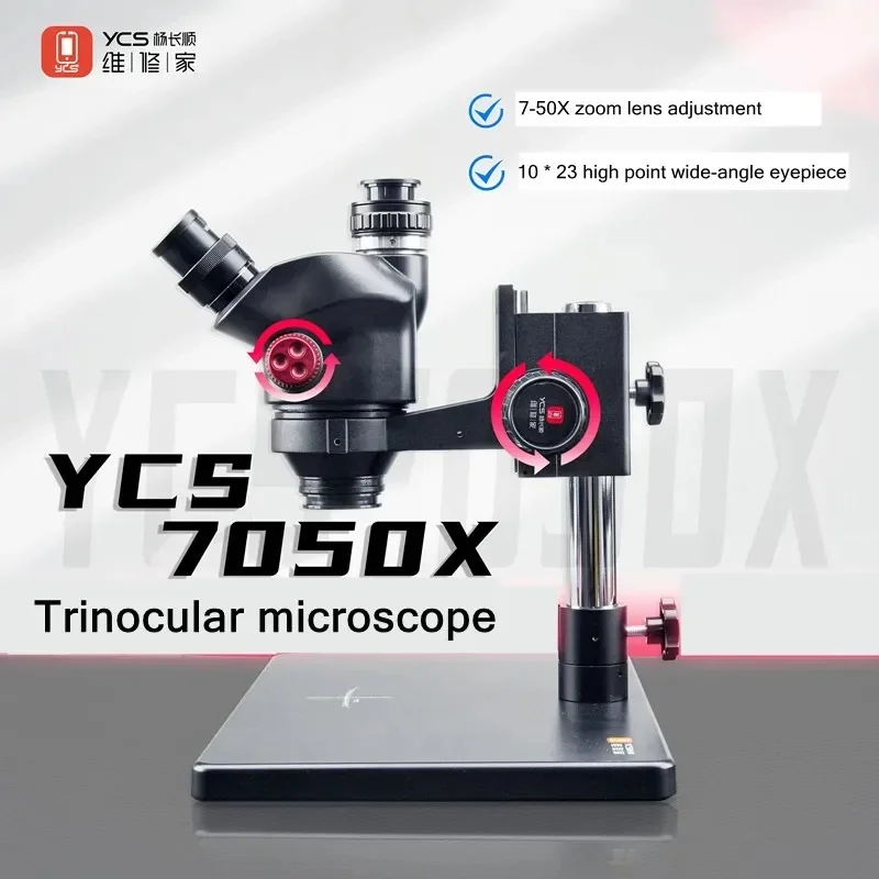 YCS 7050X Trinocular Stereoscopic Microscope for Mobile Phone Motherboard IC PCB Welding Repair Microscope