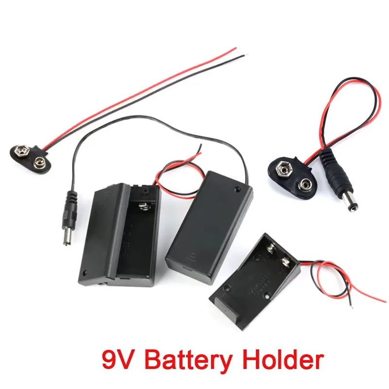 1-10Pcs 9V Battery Holder 9V Battery Box With Cover And ON/OFF Switch With Cable And DC Head 9V DIY Battery Case