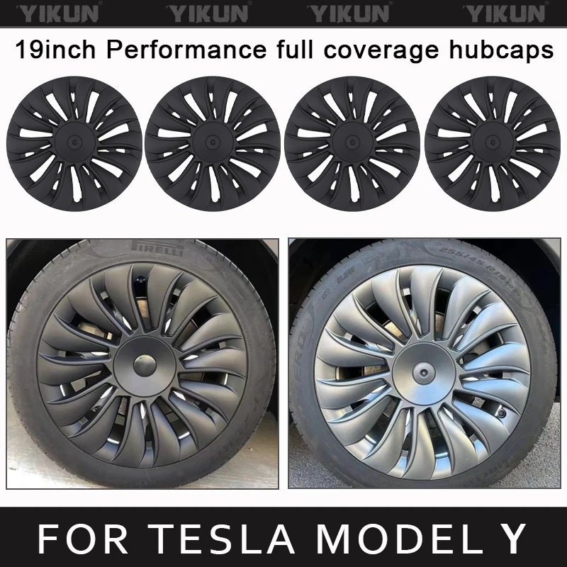 4PCS HubCap Performance  Wheel Caps Automobile Replacemen Hub cap Full Rim Cover Accessories for Tesla Model Y 19 Inch 2018-2024