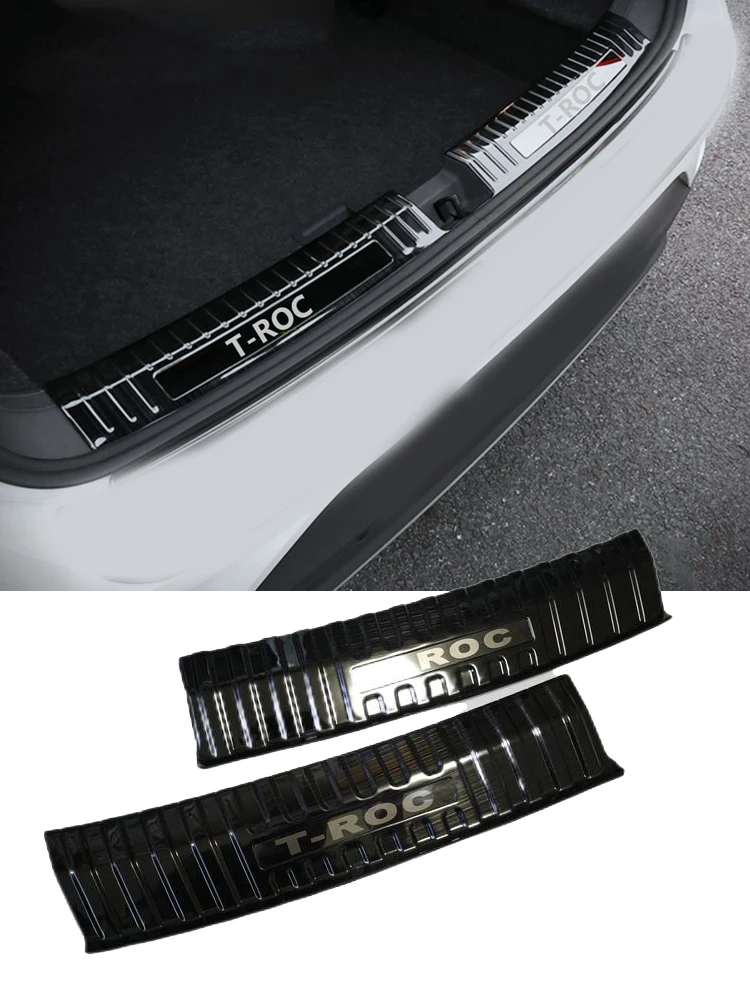 For Volkswagen VW T-ROC 2018 2019 2020 2021 2022 2023 Accessories Car Rear Bumper Sill Protection Guard Panel Cover Trim