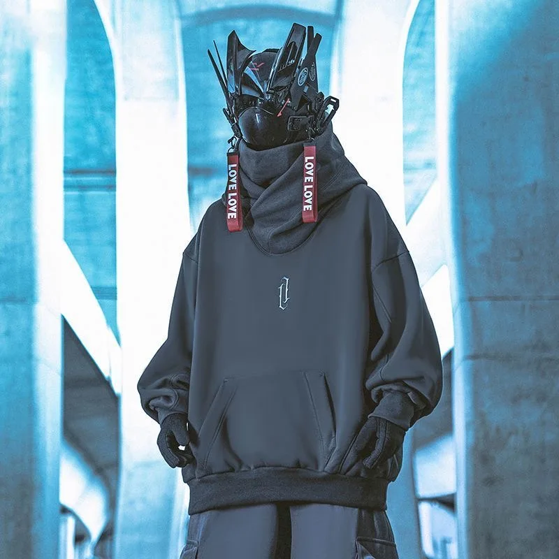 ARENS 2024 Double Neckline Hoodie Techwear Harajuku Men Hoodies Hip Hop Streetwear Pullover Sweatshirts Oversize