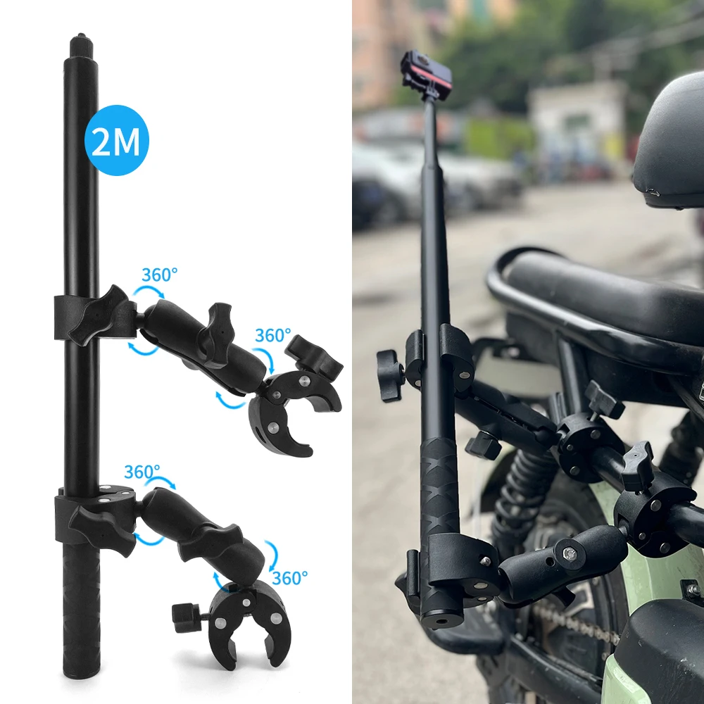 

Motorcycle Bike Invisible Selfie Stick Monopod Handlebar Mount Bracket for GoPro 11 Max 10 DJI Insta360One X2 X3 R Accessories