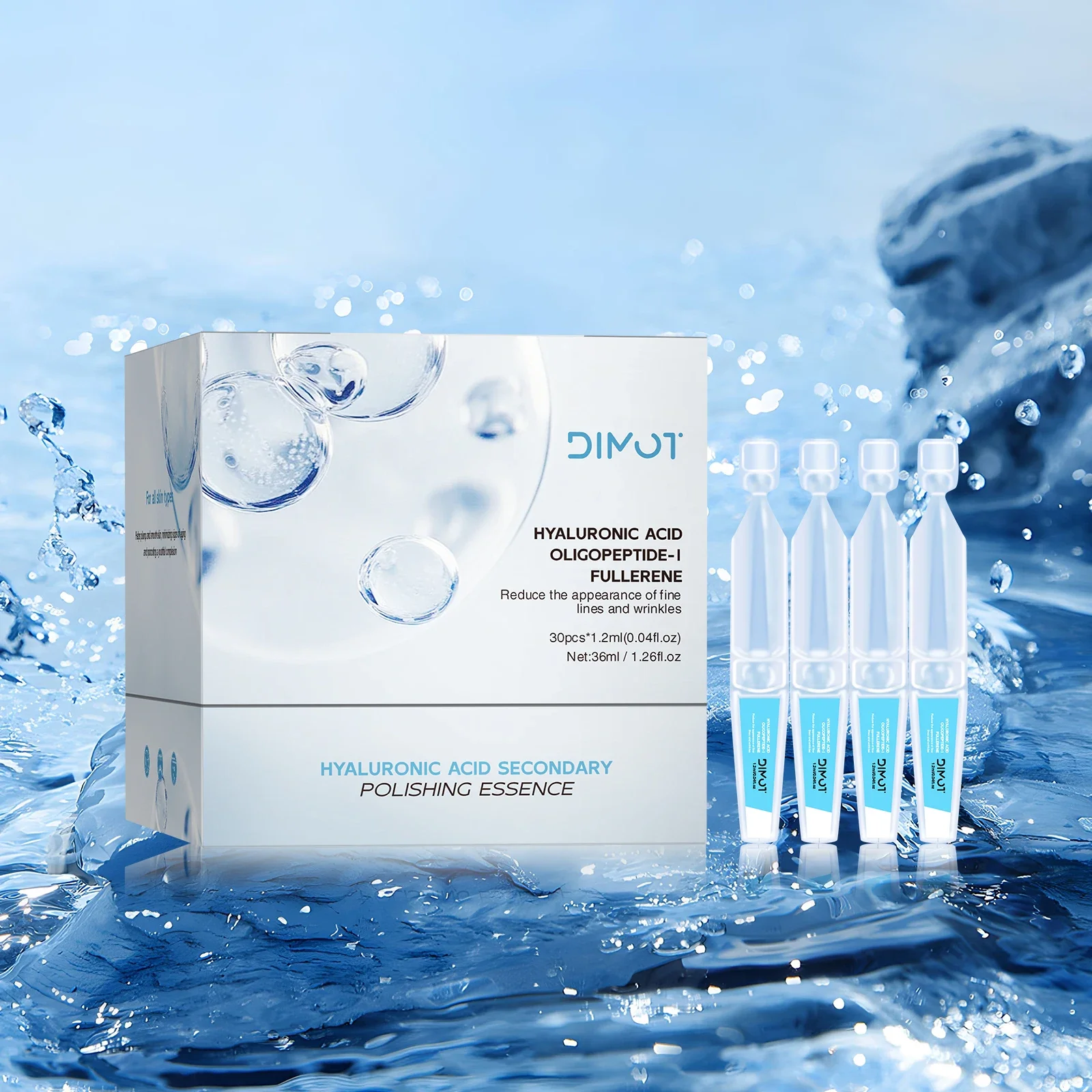 30 قطعة/صندوق مصل حمض الهيالورونيك ترطيب ثبات ترطيب الوجه جوهر للوجه امتصاص سريع للعناية بالبشرة الحساسة