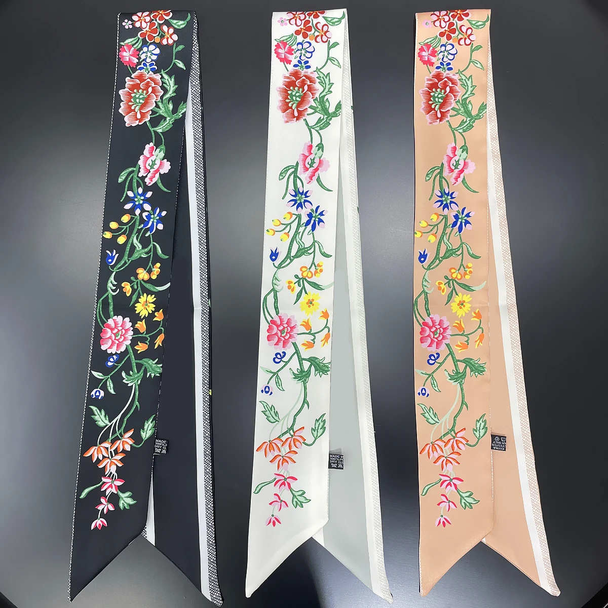 2024 New Design Tarot Scarf Women Luxury Brand Scarf Bag Hair Skinny Silk Scarves Flower Foulard Neckerchief Headband For Ladies