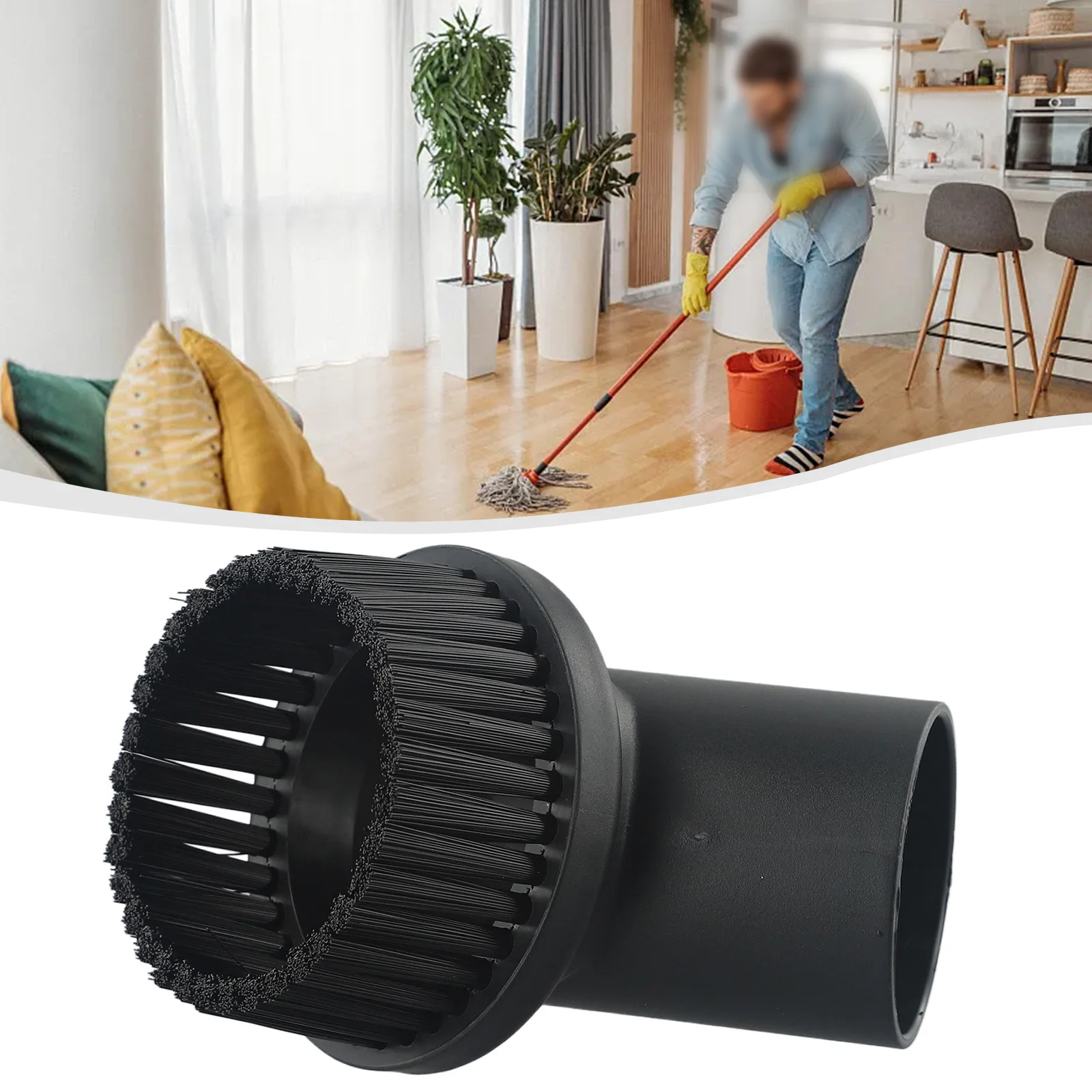 

Vacuum Cleaner Parts Replacement Brush Head PP Round Brush Tip Brush Inner Diameter 44mm Black Home Household Trash Dust Cleanin