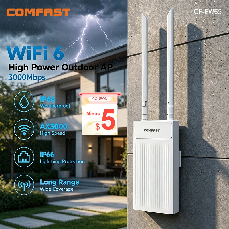 Comfast 3000Mbps Wireless Wifi Repeater Outdoor 2.4&5.8Ghz High Power Waterproof Street Extender Wifi Router Antenna AP