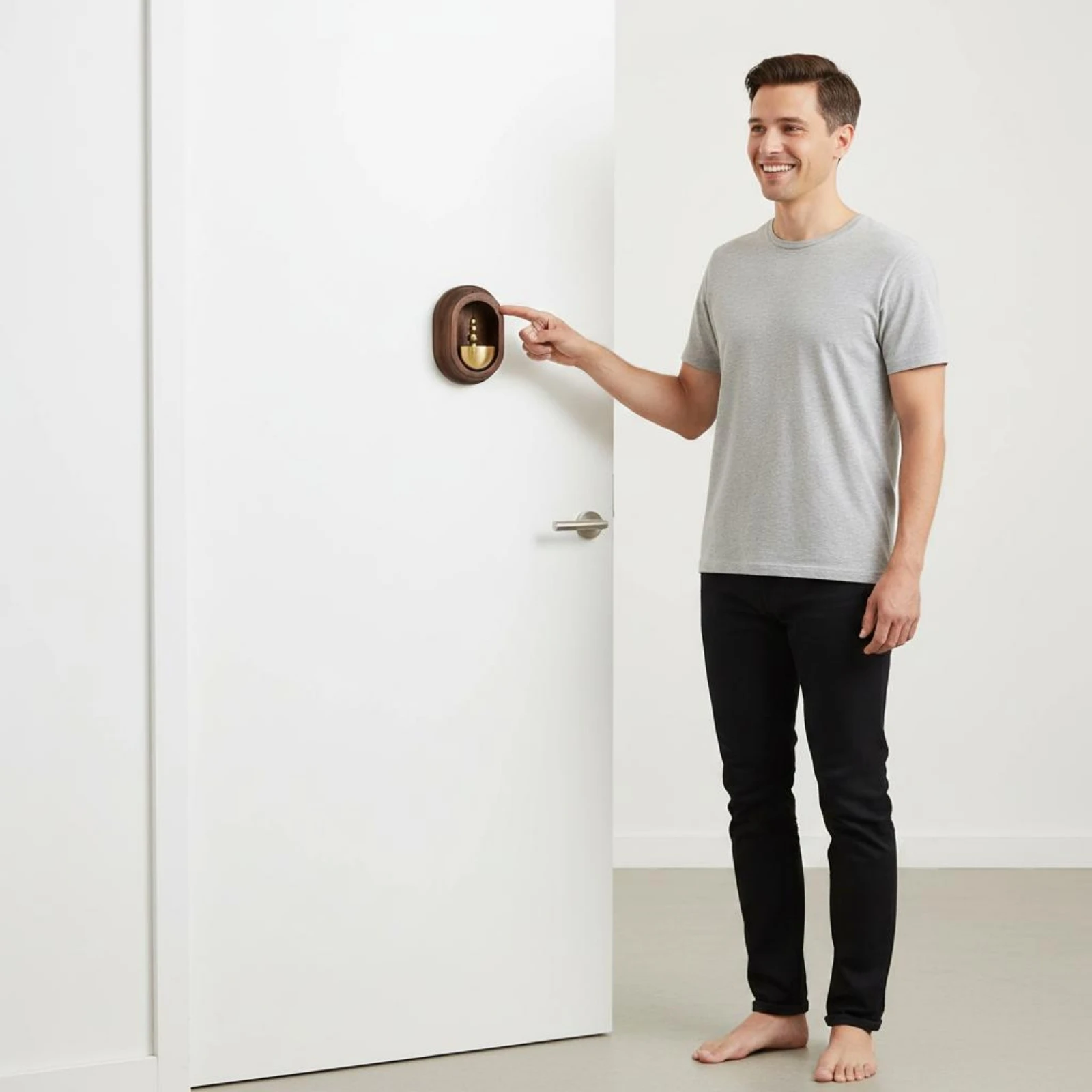 Magnetic Entry Alert Decorative Magnetic Door Chime Oval Bell Easy Install Wooden Bell No Drilling for Entryway, Fridge