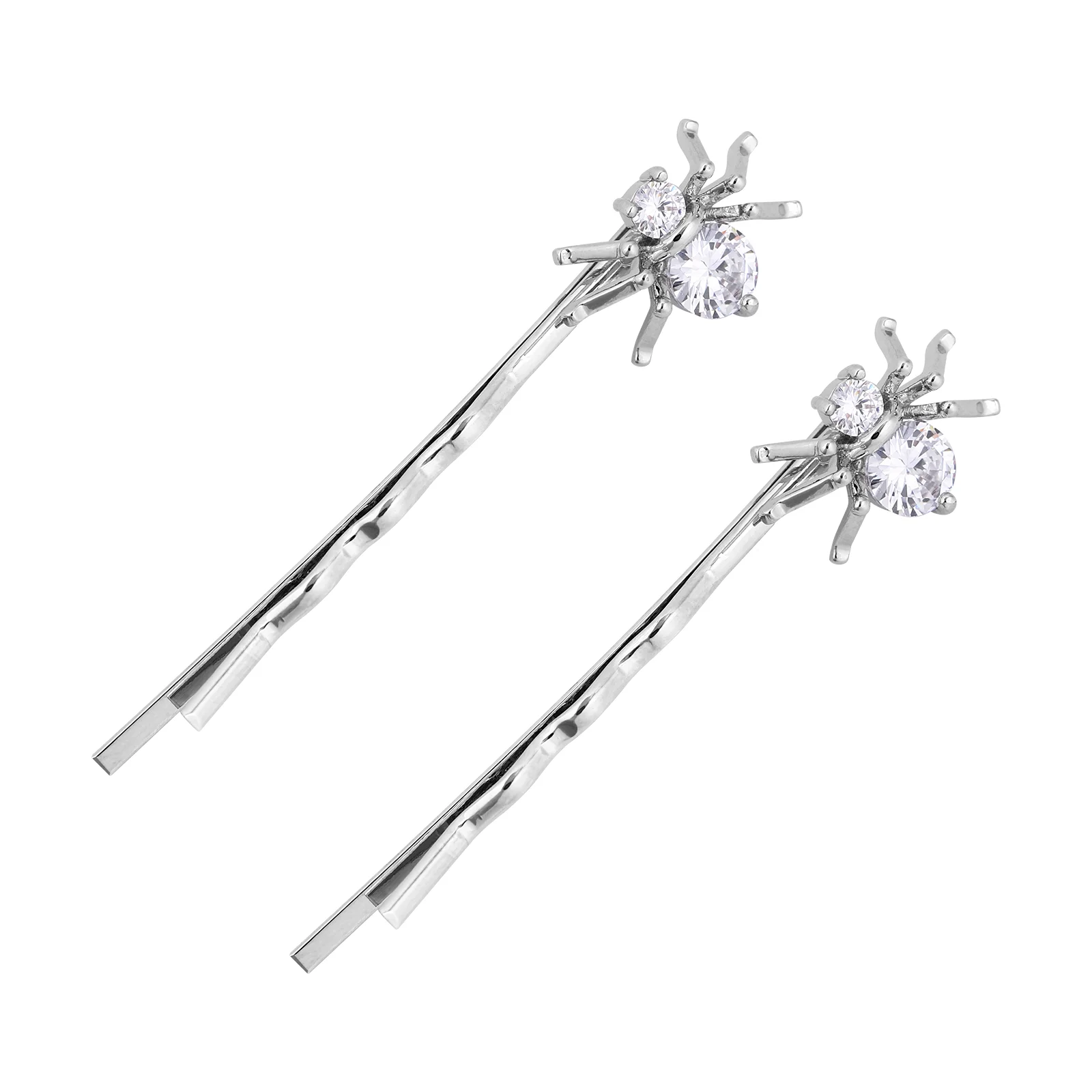 Women Bobby Pins Hair Jewelry Spider Hairpins Zircon Accessories for Kids Silver