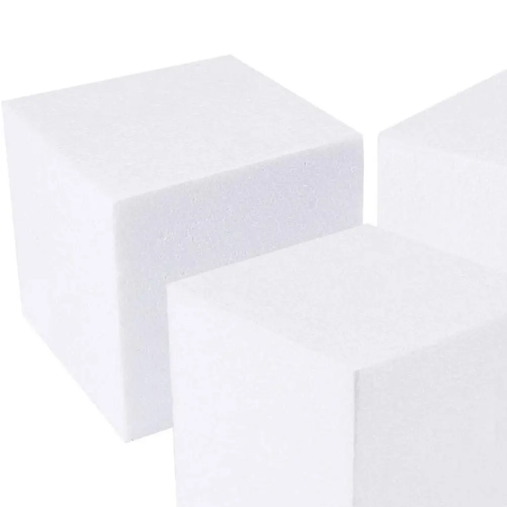 

4pcs Foam Blocks 6Inch 15X15Cm White Smooth Craft Base For Cake Display Diy Centerpiece Decorating Practice Baking Molds Tools