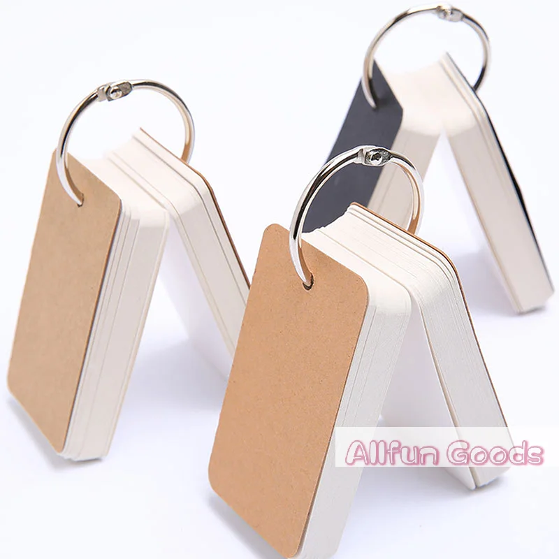 100Sheets Kraft Paper Blank Flashcards With Binder Rings Spiral Notepads Mini Notebooks Study Cards Book Kawaii Stationery