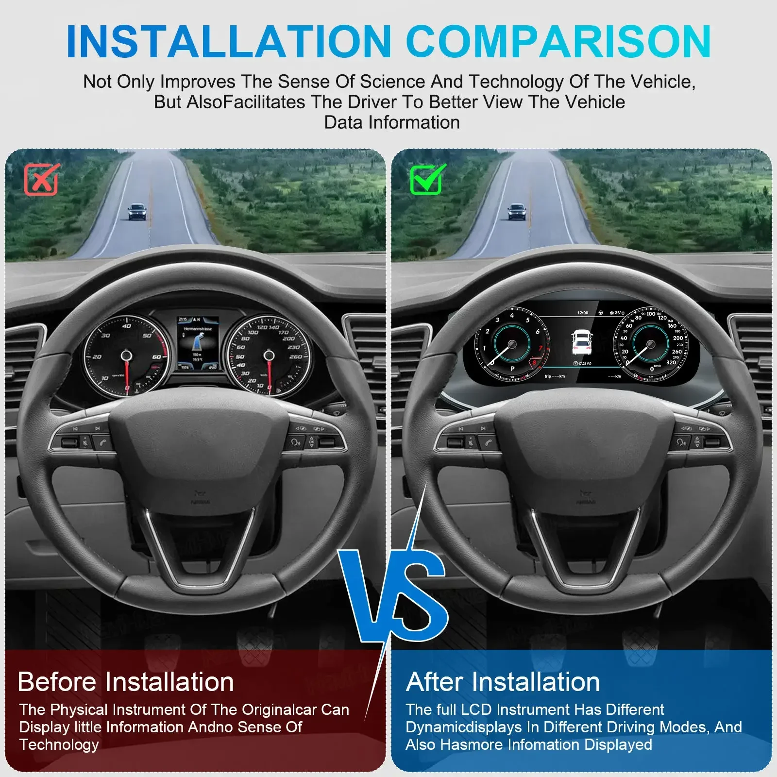 10.25inch Car LCD Dashboard For VW Seat Leon 2013-2018 Digital Cluster Instrument Auto Speedometer Virtual Cockpit