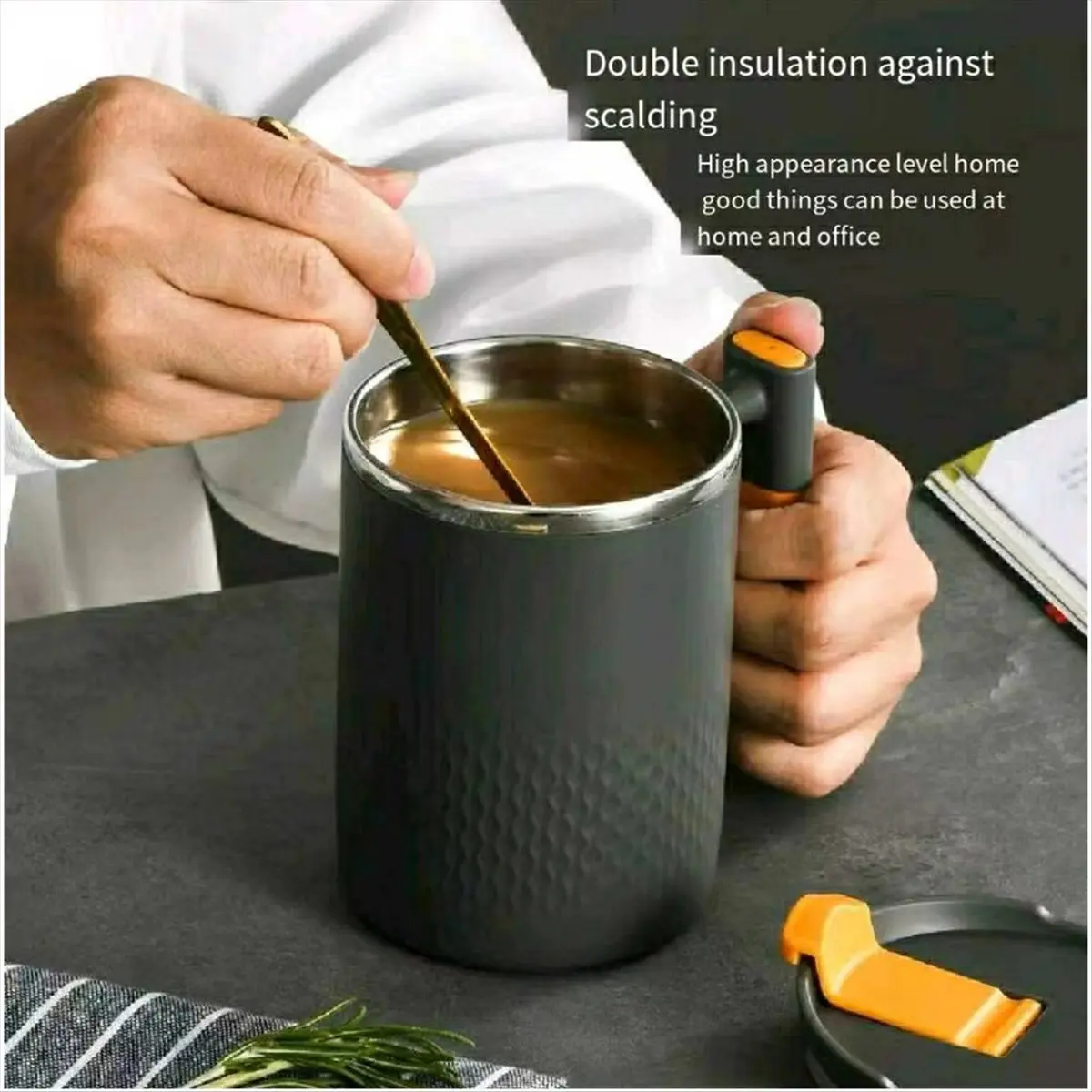 【New Hot】 Portable Double-Layer Anti-Scalding Coffee Mug 304 Stainless Steel Water Cup with Handle and Cover Leak-Proof Cups