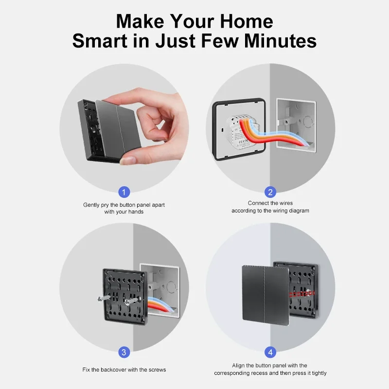 Zigbee Single Zero Fire Smart Switch Phone Wifi Remote Control Remote Voice Start Home Smart 1gang-4gang Wall Smart Switch