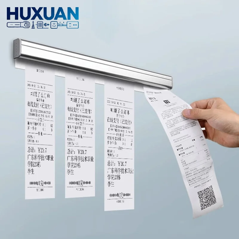 Aluminum Alloy Wall-mounted Sticked Take-out List Receipt Clip Hanging Ticket Order Invoice Paper QR Holder Restaurant Menu Clip
