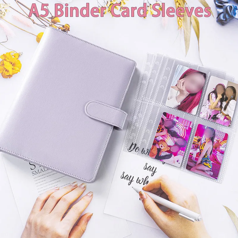 A5 Four Pocket Loose Leaf Refills Assorted Colors 25 Pack Clear Photocard Binder Pages Large Collection Organizer 3 Inch Photos