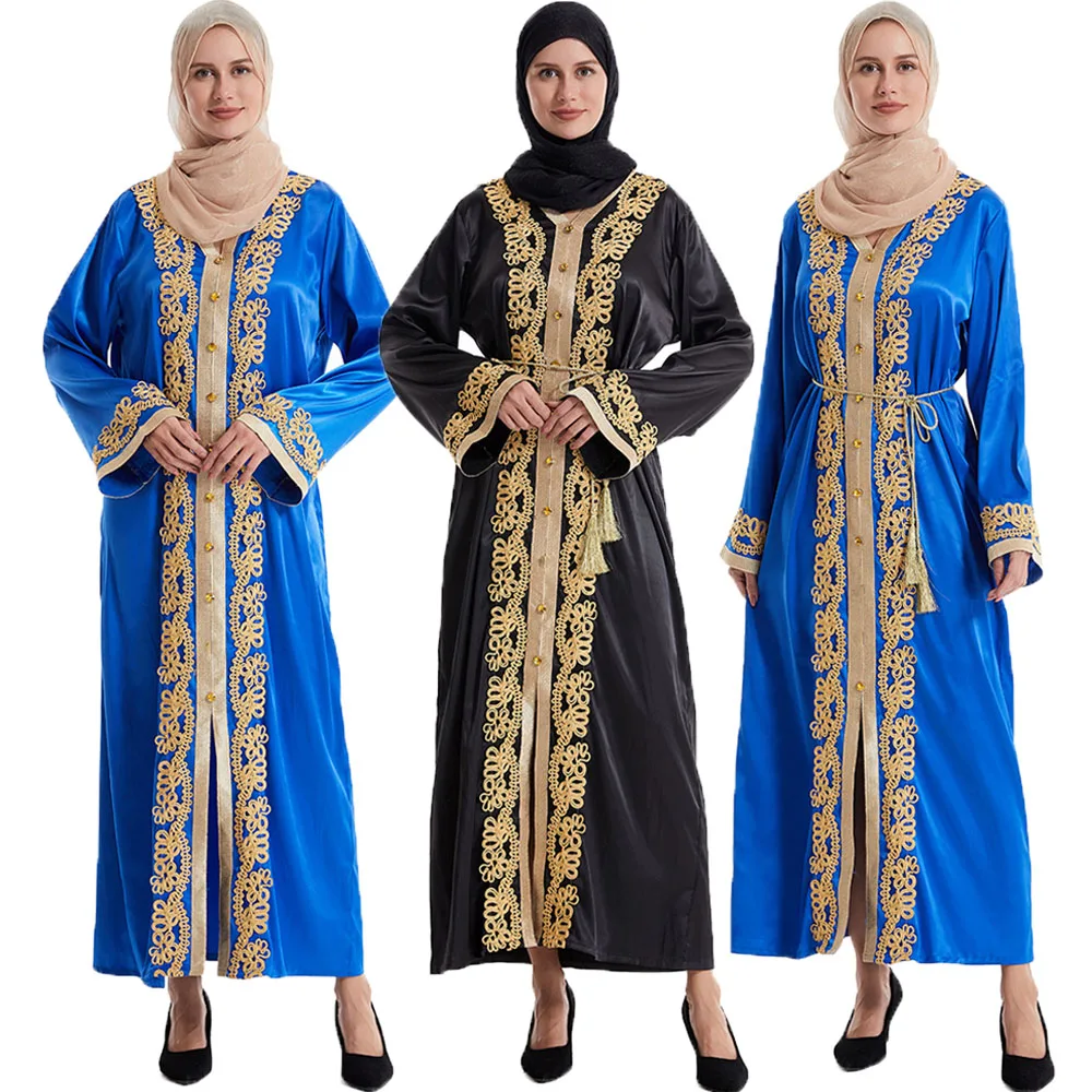 

Марокканская мусульманская женская Abaya Платье макси с длинным рукавом Турция Дубай вечерний кафтан Арабская женская одежда Рамадан Caftan Vestido